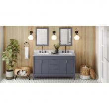 Jeffrey Alexander VN2THE-60-BS-NT - 60'' Blue Steel Theodora Vanity, double bowl