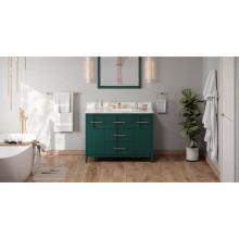 Jeffrey Alexander VKITKAT48GNCQR - 48'' Forest Green Katara Vanity, Calacatta Vienna Quartz Vanity Top, Undermount Rectangl
