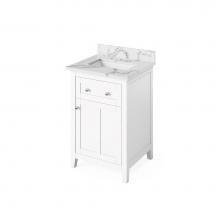 Jeffrey Alexander VKITCHA24WHCQR - 24'' White Chatham Vanity, Calacatta Vienna Quartz Vanity Top, undermount rectangle bowl