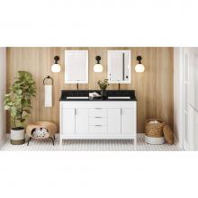 Jeffrey Alexander VKITTHE60WHBGR - 60'' White Theodora Vanity, Double Bowl, Black Granite Vanity Top, Two Undermount Rectan