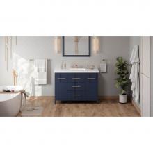 Jeffrey Alexander VKITKAT48BLLAR - 48'' Hale Blue Katara Vanity, Lavante Cultured Marble Vessel Vanity Top, Integrated Rect