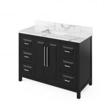 Jeffrey Alexander VKITCAD48BKCQR - 48'' Black Cade Vanity, Calacatta Vienna Quartz Vanity Top, undermount rectangle bowl