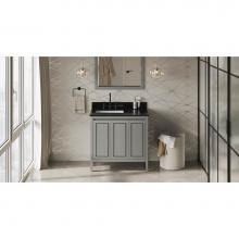 Jeffrey Alexander VKITPER36GRBGR - 36'' Grey Percival Vanity, Left Offset, Black Granite Vanity Top, Undermount Rectangle B