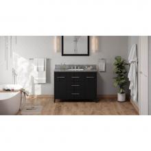 Jeffrey Alexander VKITKAT48BKBOR - 48'' Black Katara Vanity, Boulder Cultured Marble Vanity Top, Undermount Rectangle Bowl