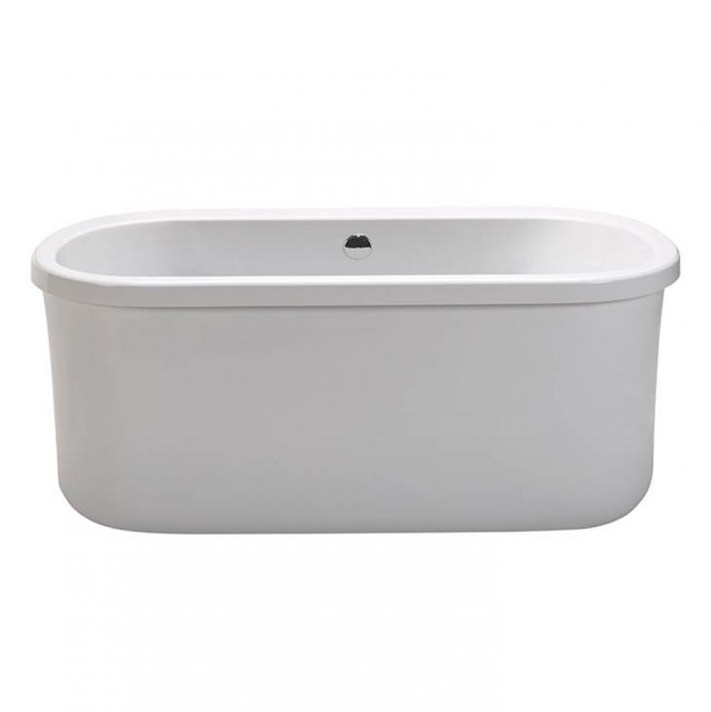 58X32 Center Drain Freestanding Soaker-Virtual Spout-Wh
