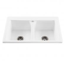 MTI Basics MBKS30-BI - 33X22 Biscuit Double Bowl Basics Sink-Endurance