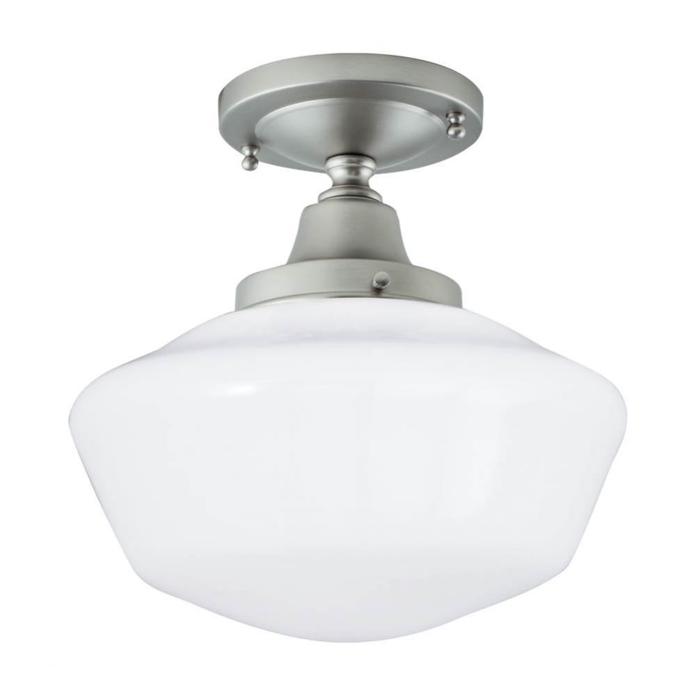 One Light Nickel Mushroom Flush Mount