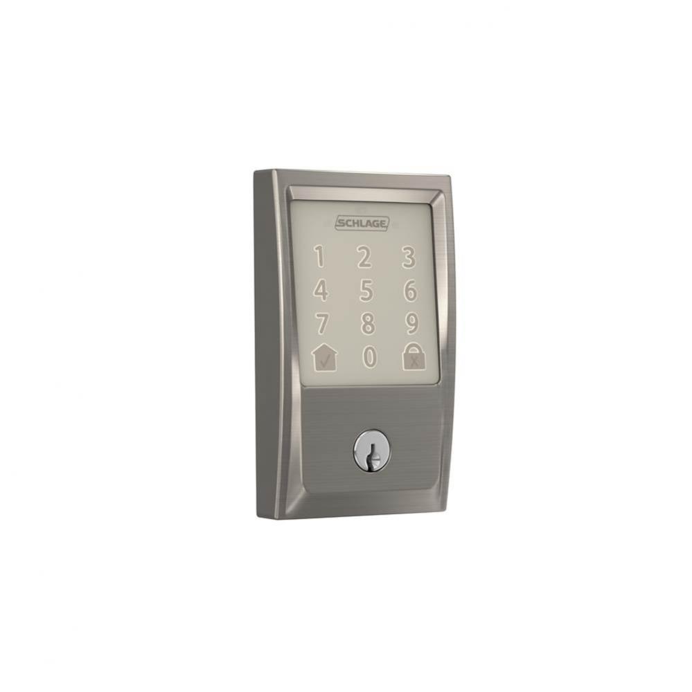 Encode Smart WiFi Deadbolt with Century Trim with Satin Nickel Exterior and Matte Black Interior