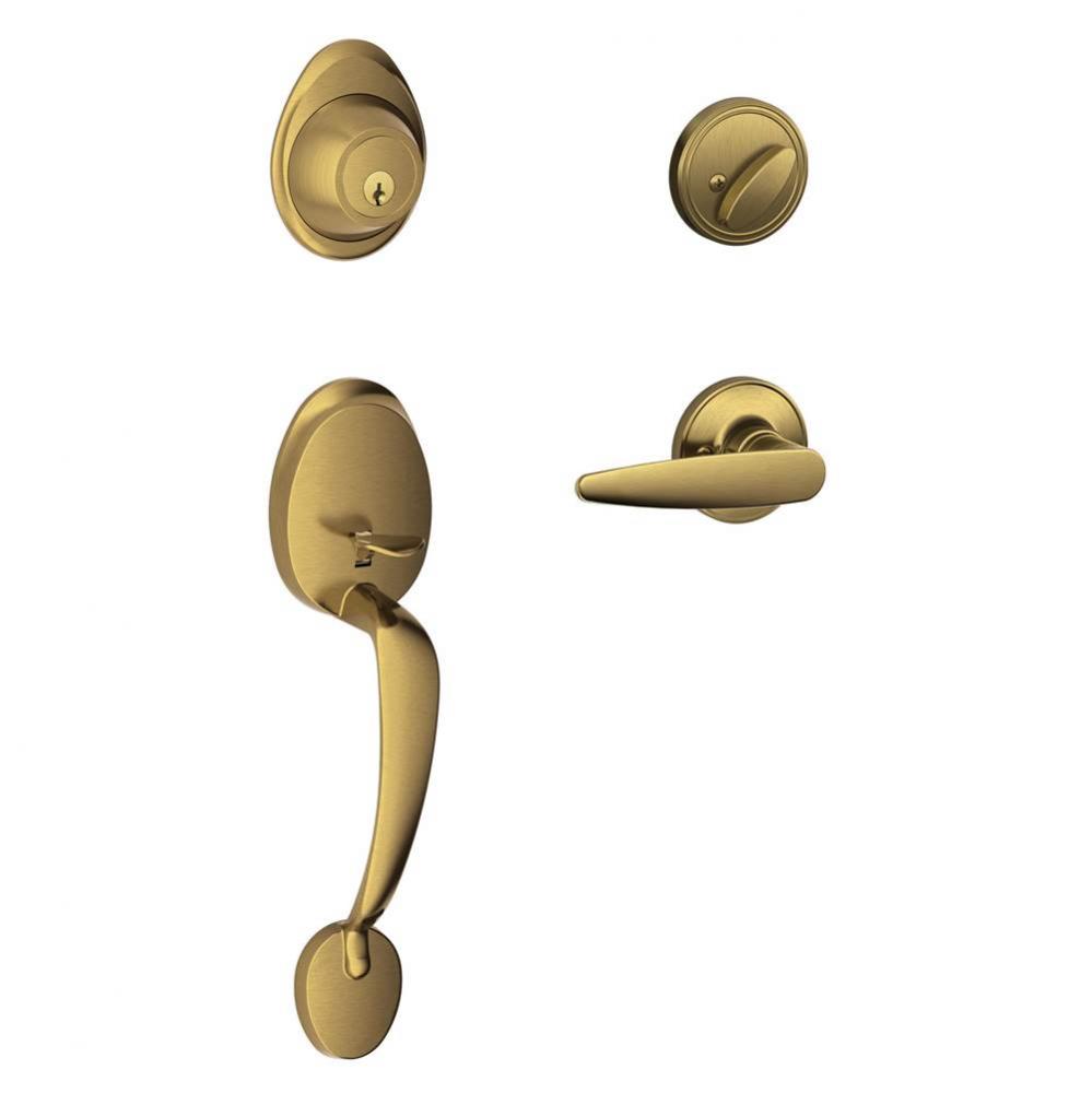 Barcelona Handleset and Dover Lever in Antique Brass