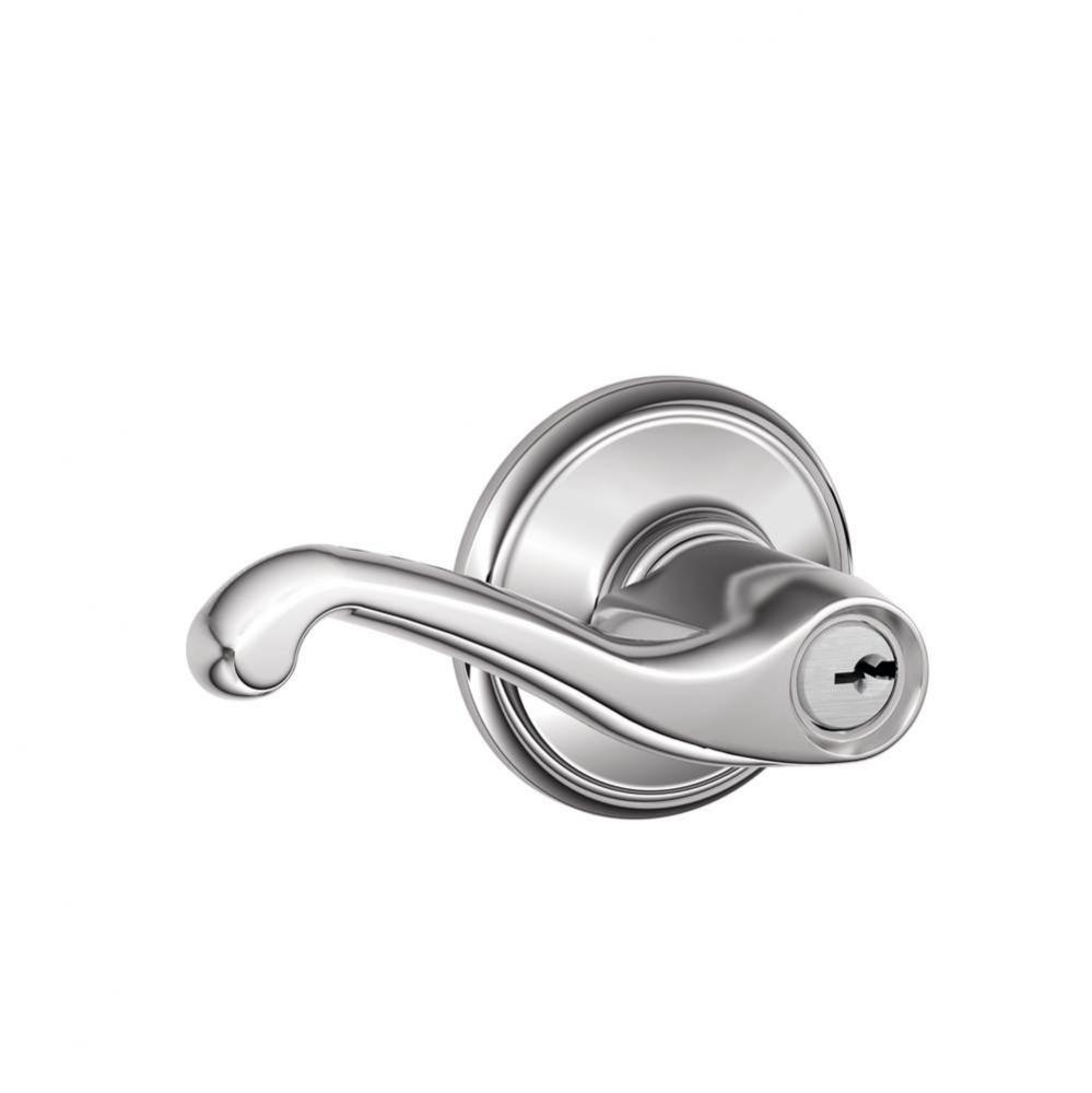 Flair Lever Keyed Entry Lock in Bright Chrome