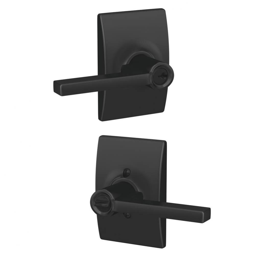 Latitude Lever with Century Trim Keyed Entry Lock in Matte Black