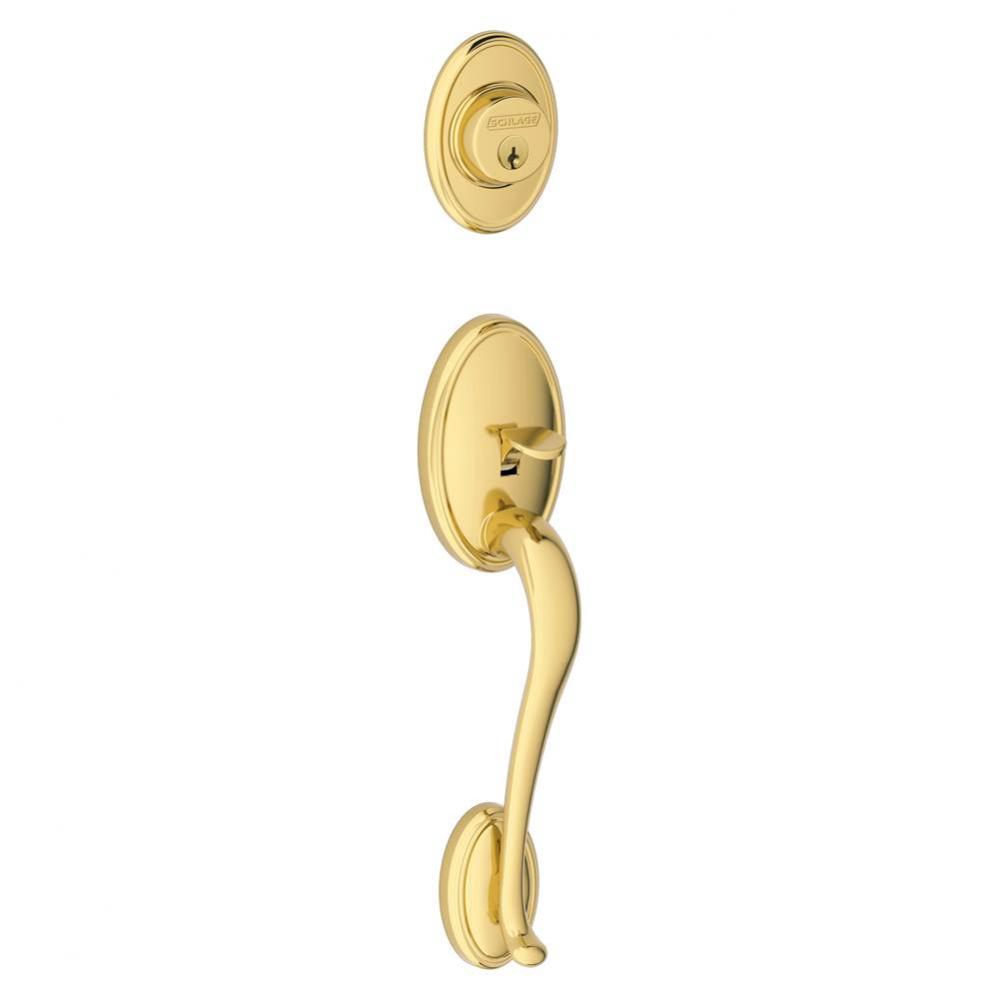 Wakefield Exterior Handleset Grip with Exterior Single Cylinder Deadbolt in Bright Brass