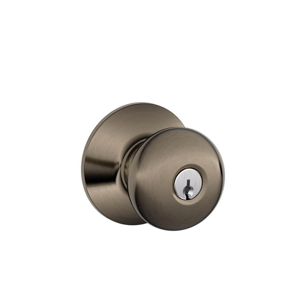 Plymouth Knob Keyed Entry Lock in Antique Pewter