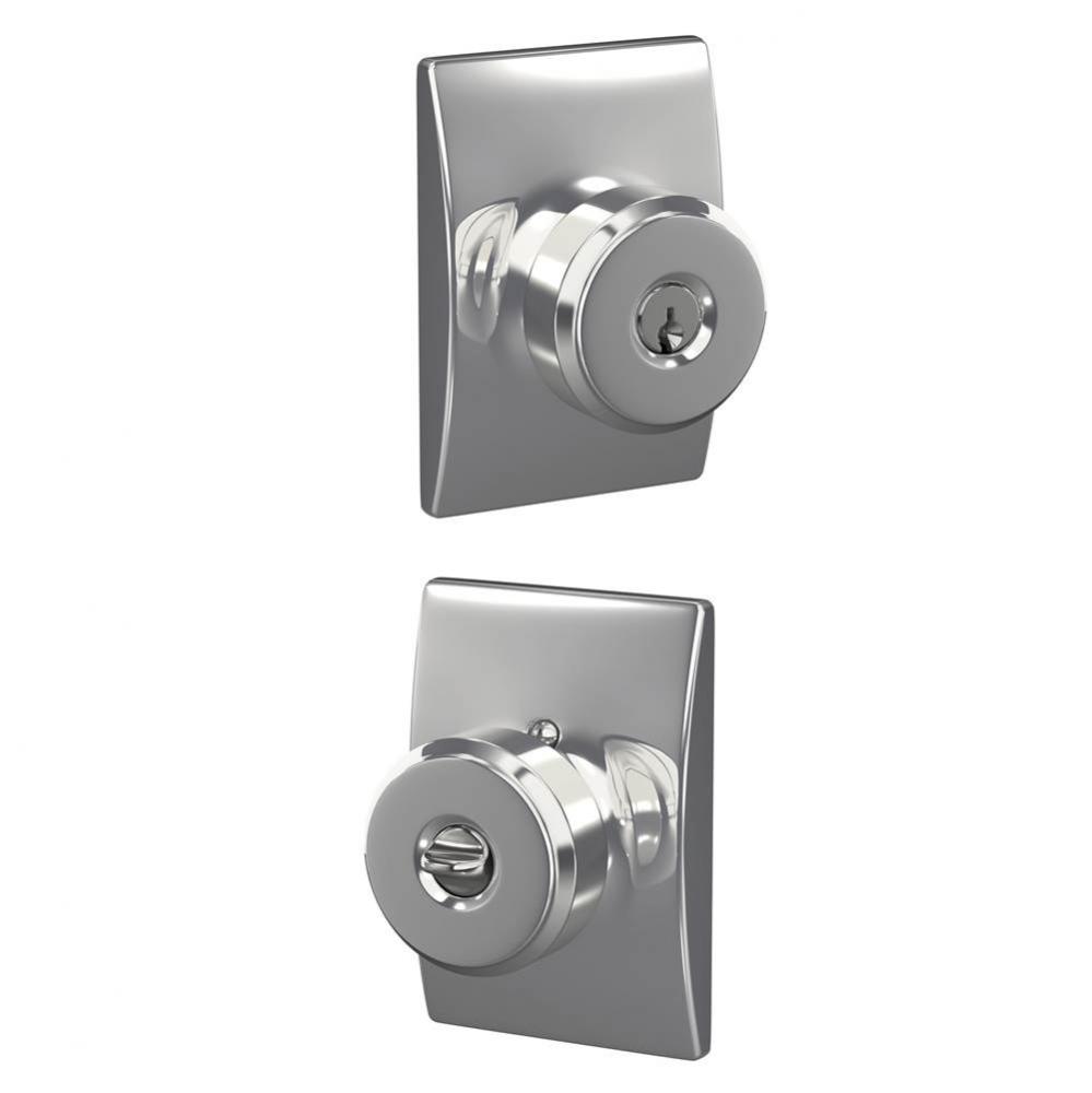 Bowery Knob with Century Trim Keyed Entry Lock in Bright Chrome
