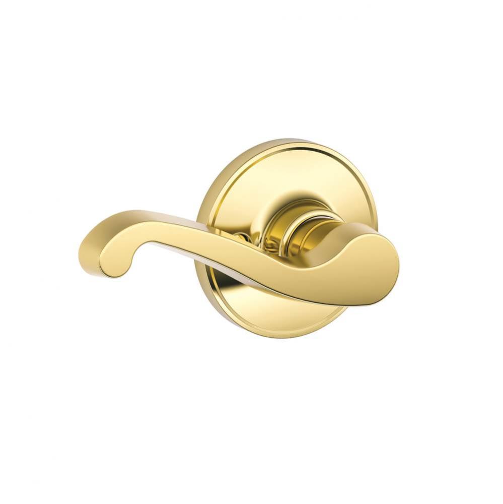 LaSalle Lever Non-Turning Lock in Bright Brass - Left Handed