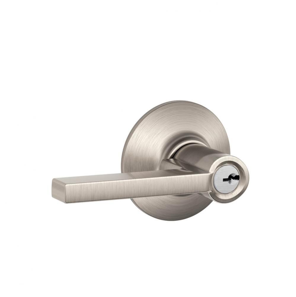 Latitude Lever Keyed Entry Lock in Satin Nickel