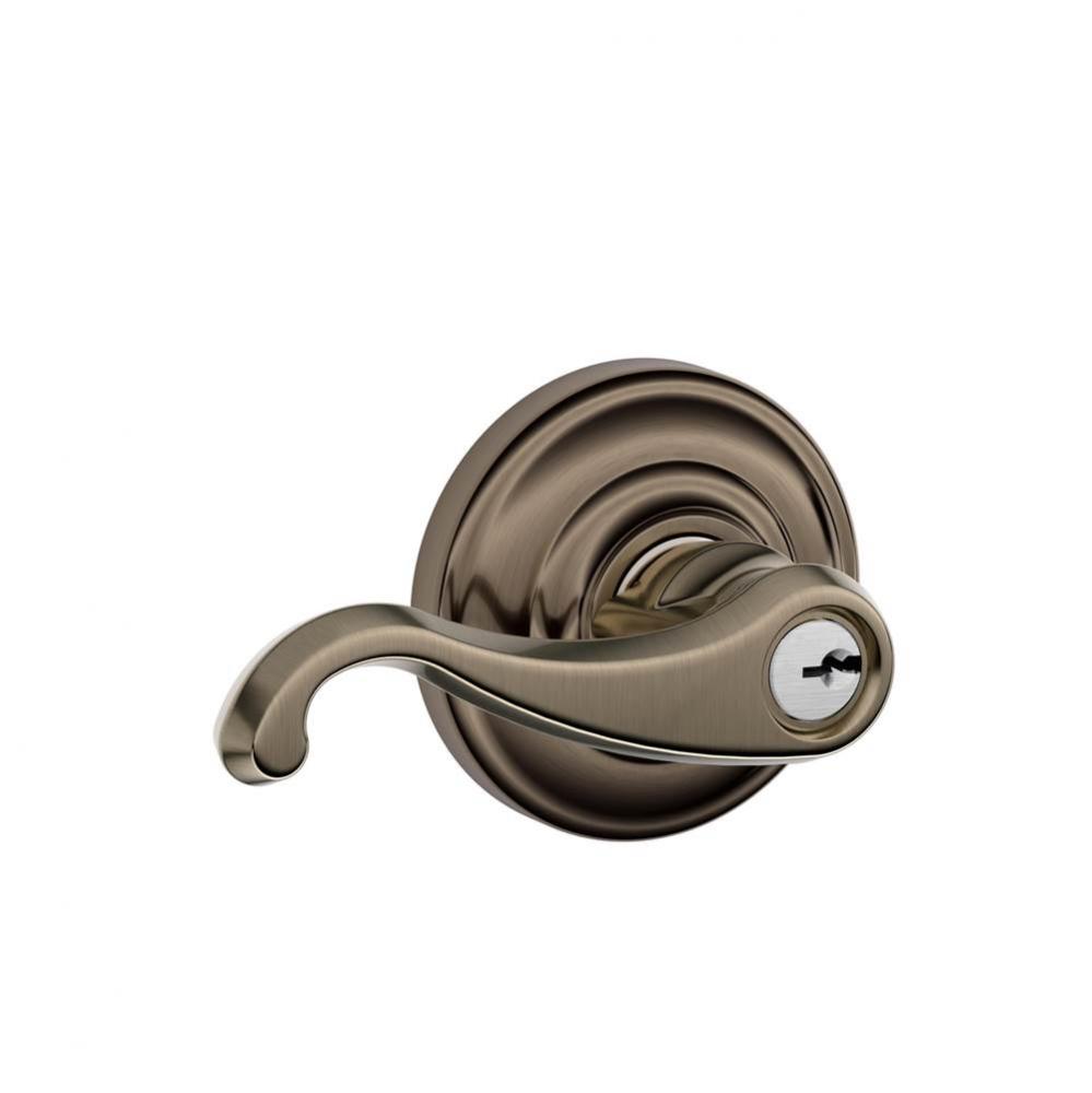 Callington Lever with Andover Trim Keyed Entry Lock in Antique Pewter