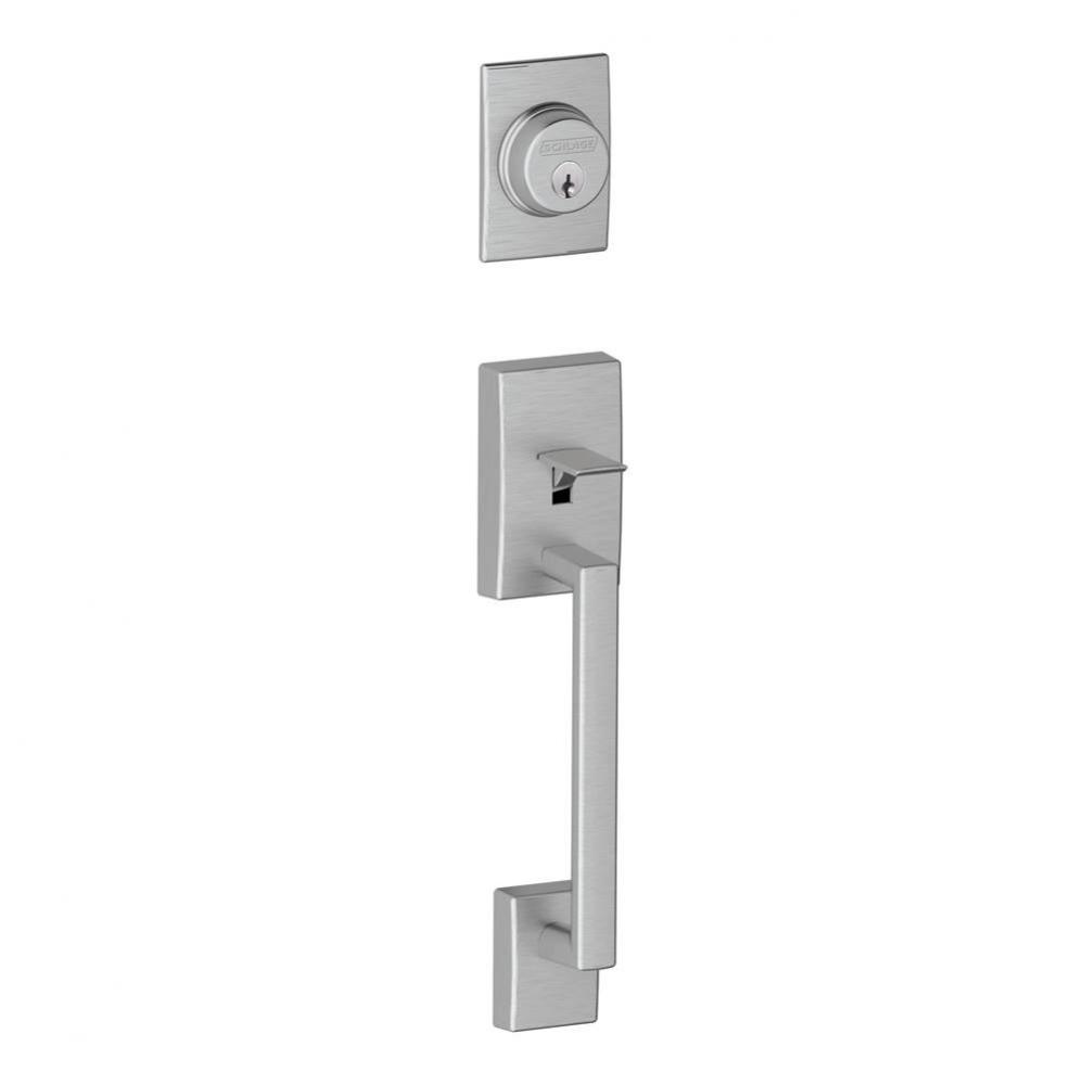 Century Exterior Handleset Grip with Exterior Single Cylinder Deadbolt in Satin Chrome