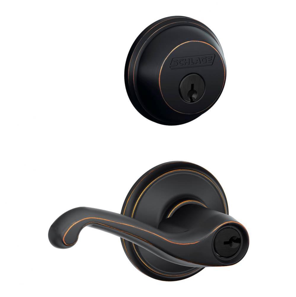 Single Cylinder Deadbolt and Keyed Entry Flair Lever