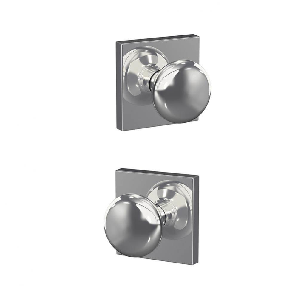 Custom Plymouth Knob with Collins Trim Hall-Closet and Bed-Bath Lock in Bright Chrome