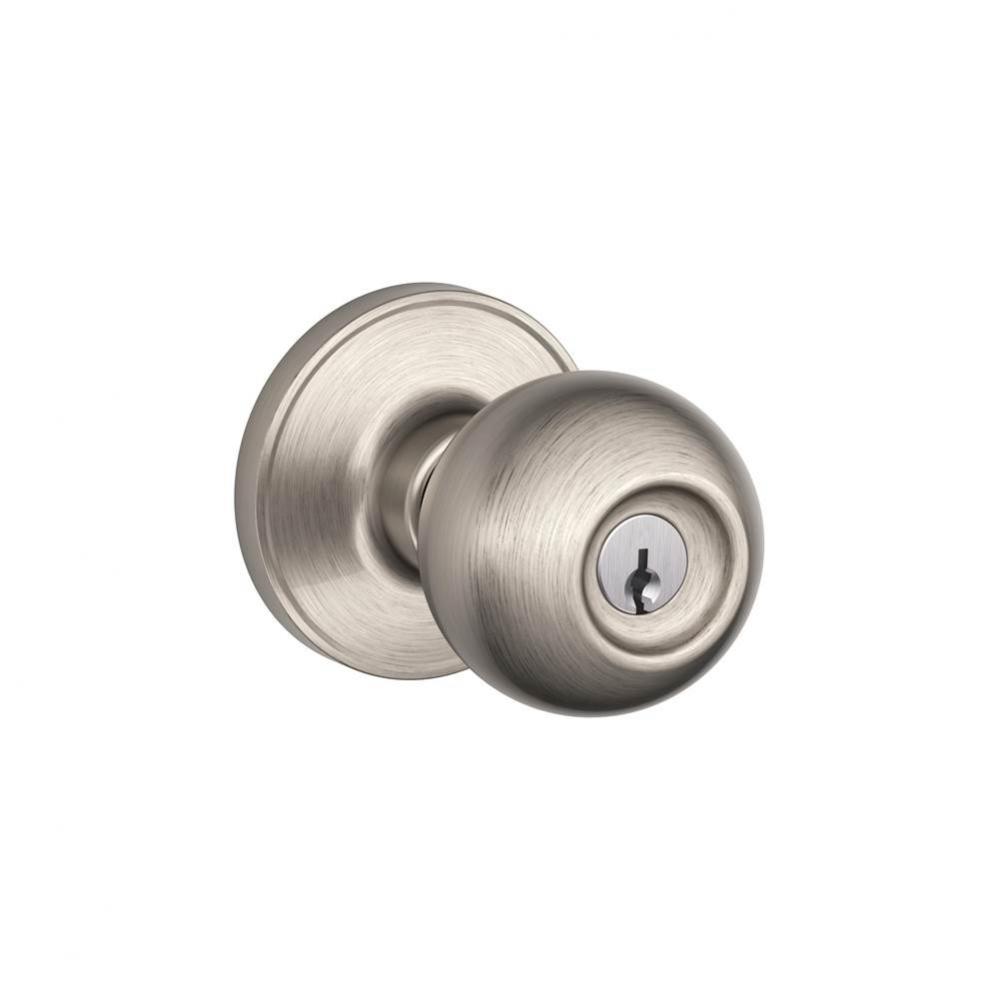 Corona Knob Keyed Entry Lock in Satin Nickel