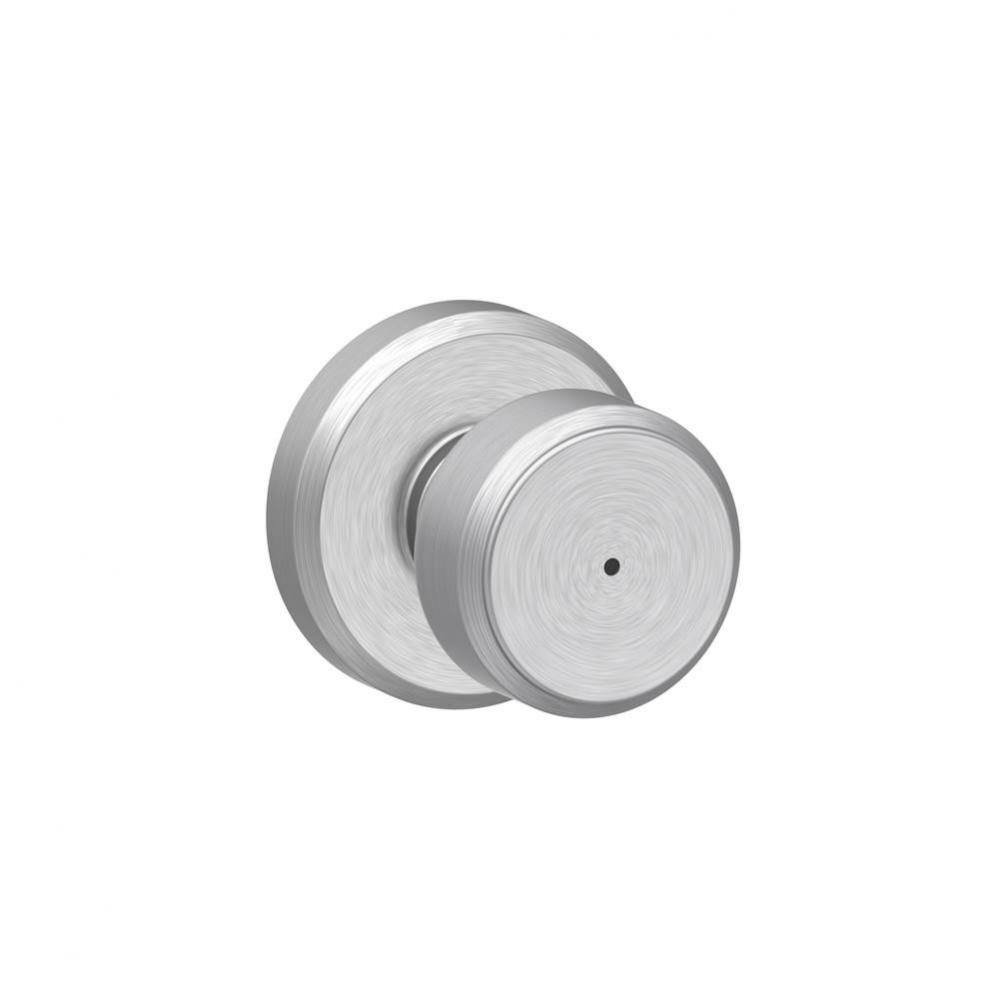 Bowery Knob with Greyson Trim Bed and Bath Lock in Satin Chrome