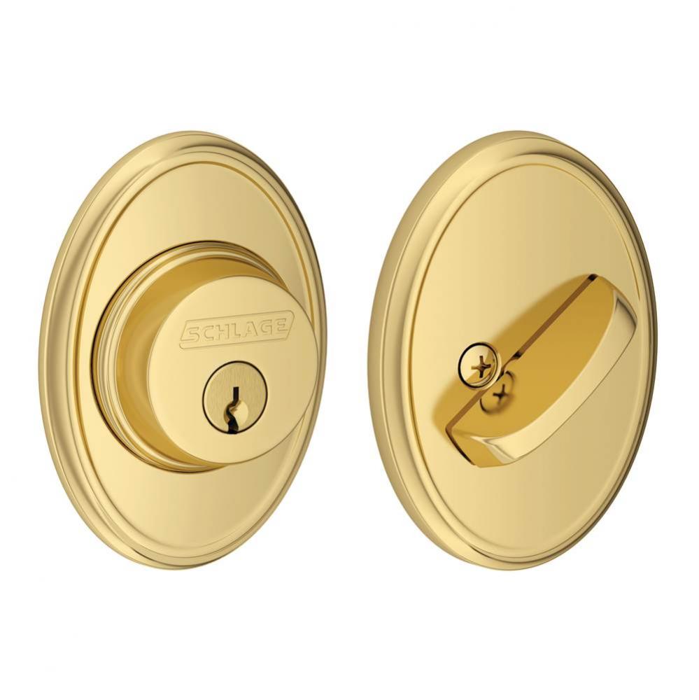Single Cylinder Deadbolt with Wakefield Trim in Bright Brass