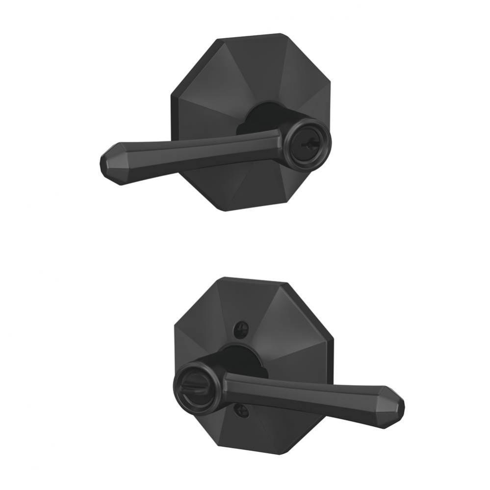 Dempsey Lever with Rosewood Trim Keyed Entry Lock in Matte Black