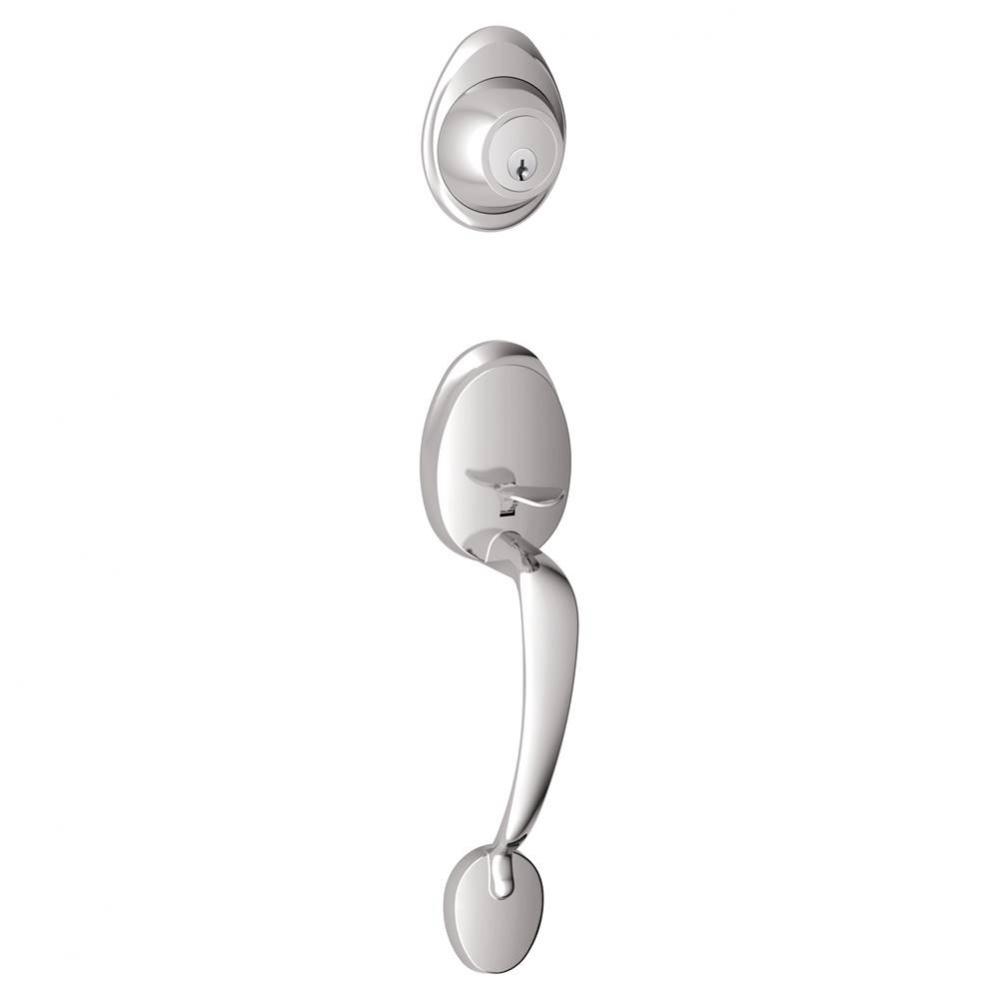 Barcelona Exterior Handleset Grip with Exterior Single Cylinder Deadbolt in Bright Chrome