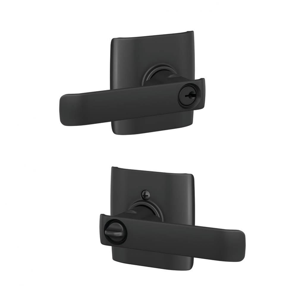 Clybourn Lever with Dalton Trim Keyed Entry Lock in Matte Black