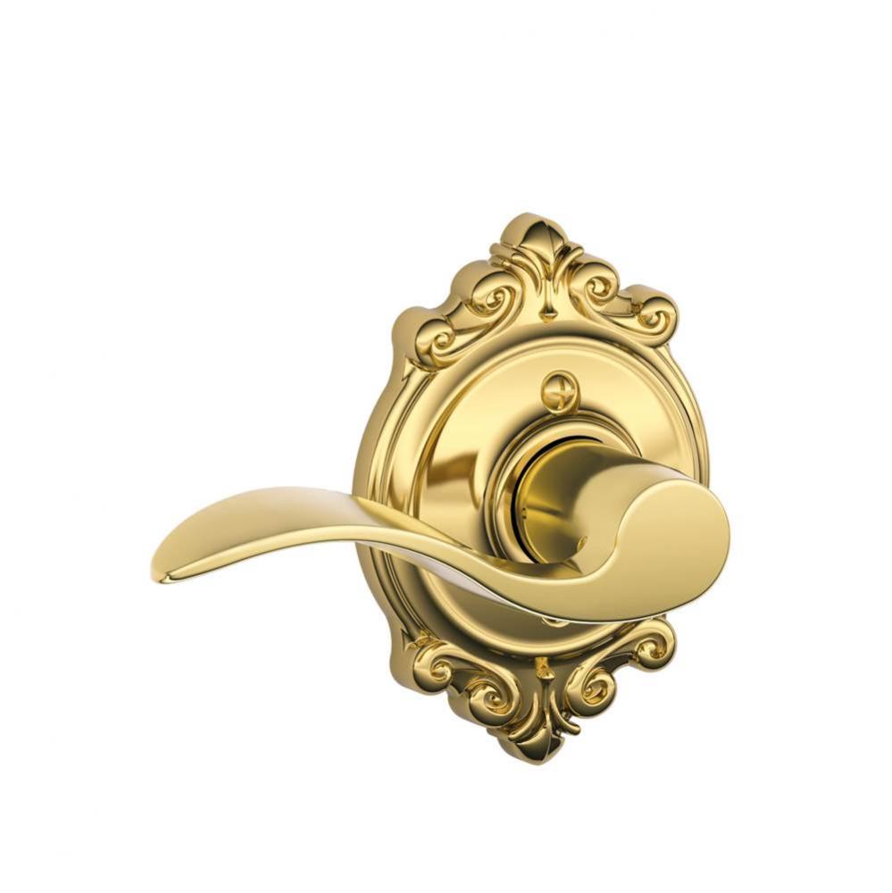 Accent Lever with Brookshire Trim Non-Turning Lock in Bright Brass - Left Handed