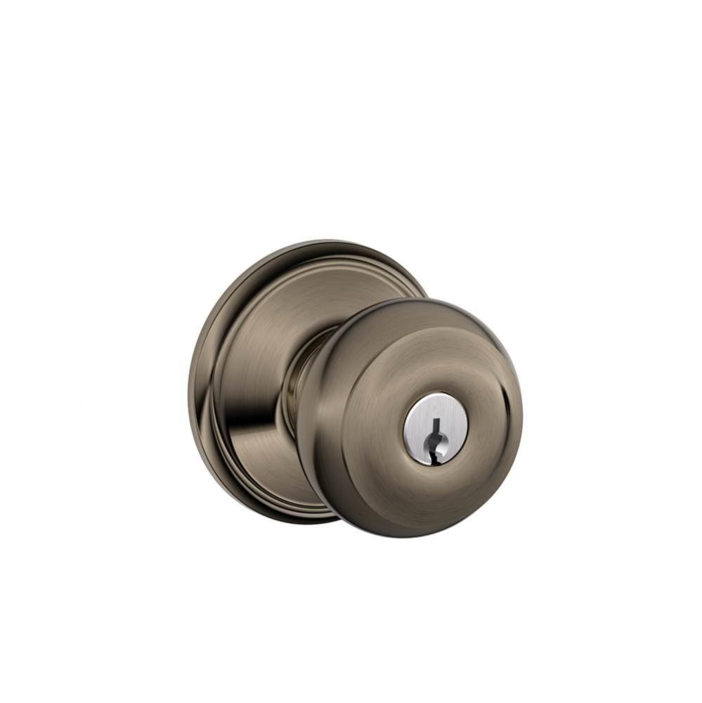 Georgian Knob Keyed Entry Lock in Antique Pewter
