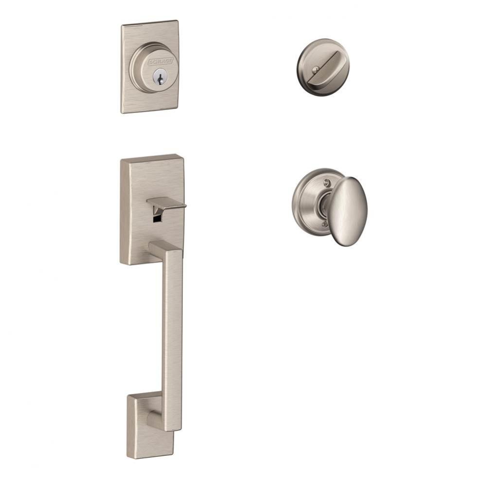 Century Handleset with Single Cylinder Deadbolt and Siena Knob in Satin Nickel