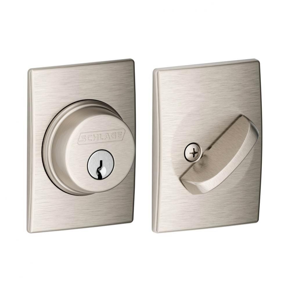 Single Cylinder Deadbolt with Century Trim in Satin Nickel