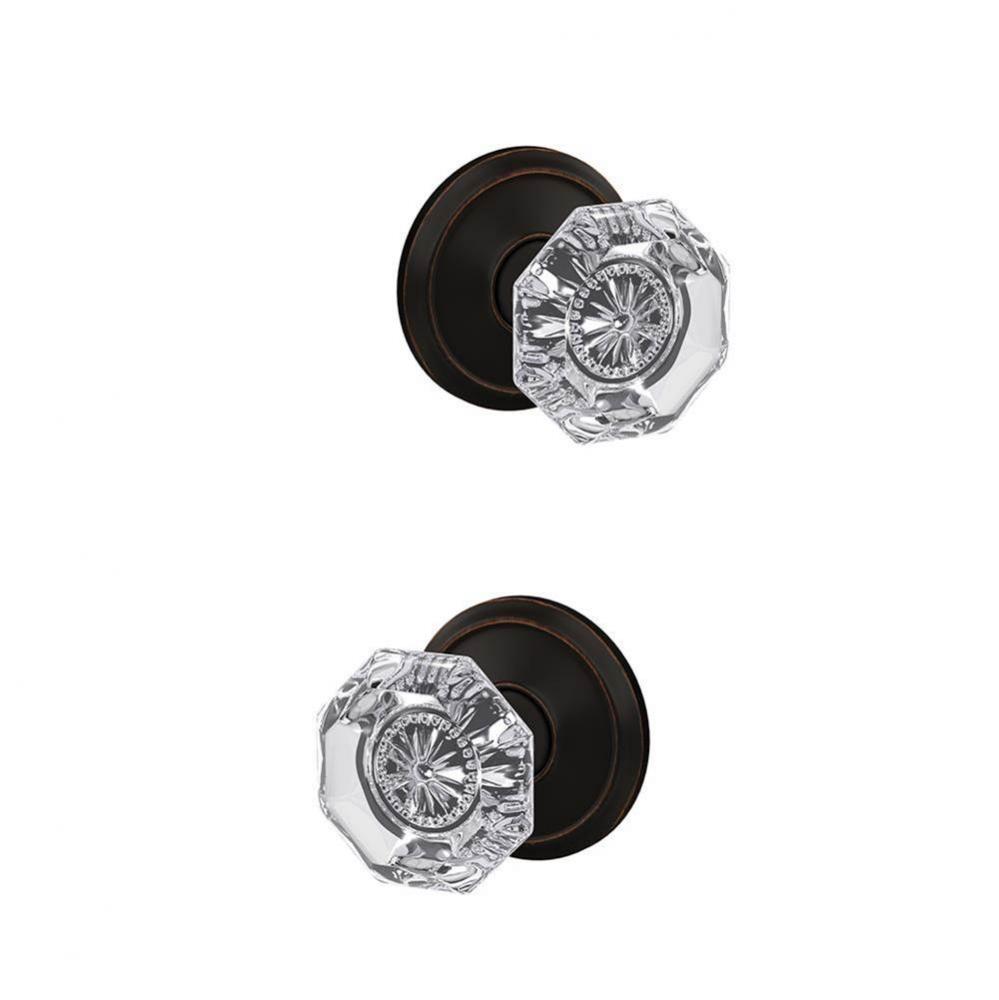 Custom Alexandria Glass Knob with Alden Trim Hall-Closet and Bed-Bath Lock in Aged Bronze