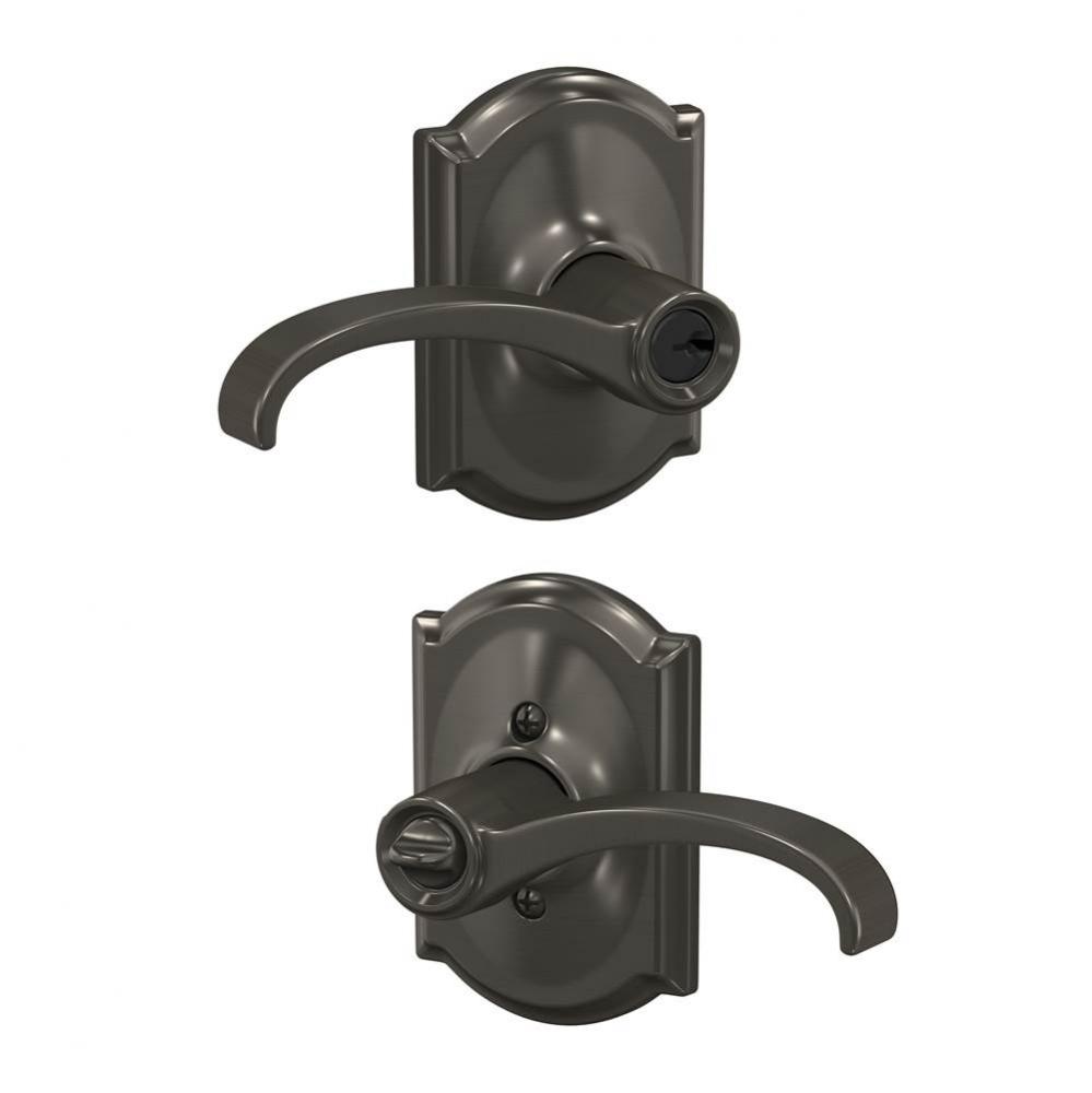 Whitney Lever with Camelot Trim Keyed Entry Lock in Black Stainless