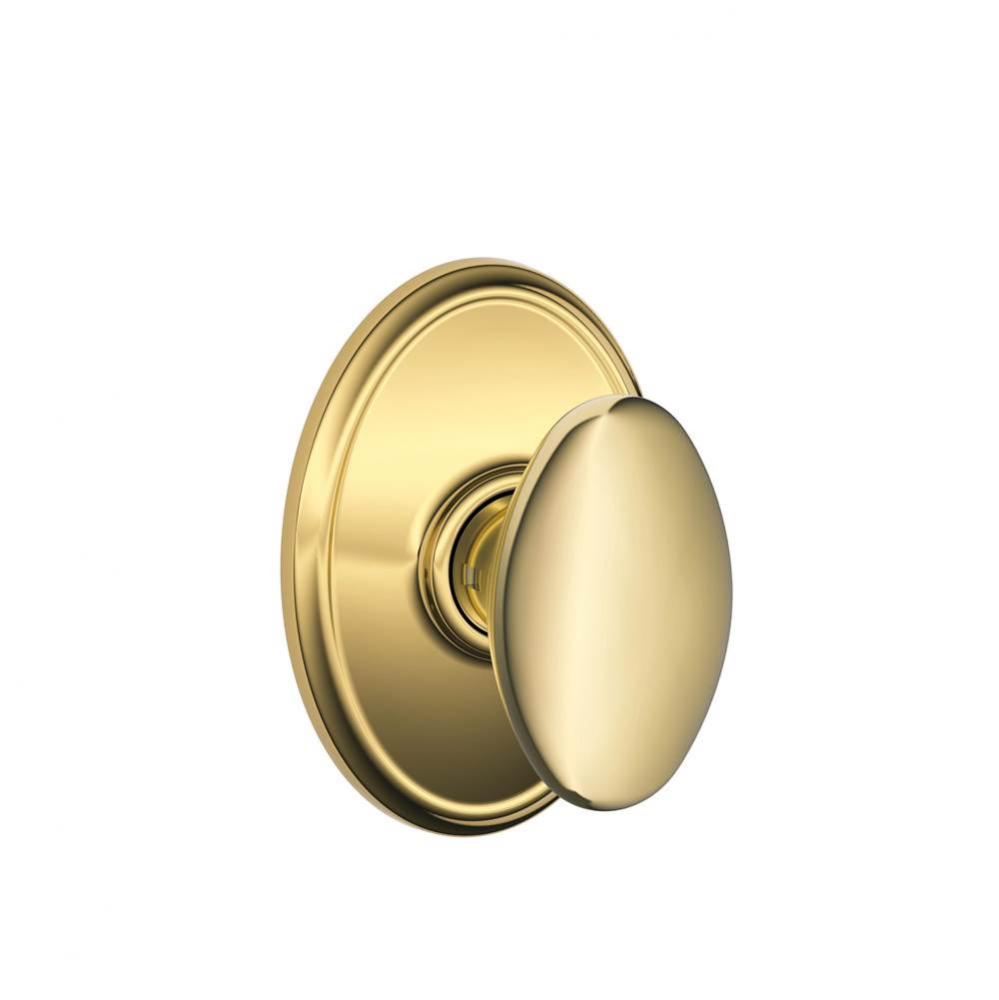 Siena Knob with Wakefield Trim Hall and Closet Lock in Bright Brass