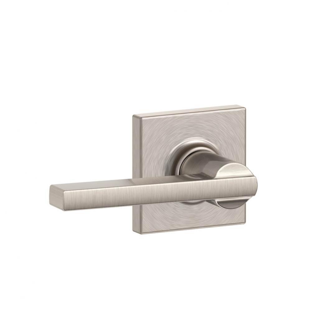 Latitude Lever with Collins Trim Hall and Closet Lock in Satin Nickel
