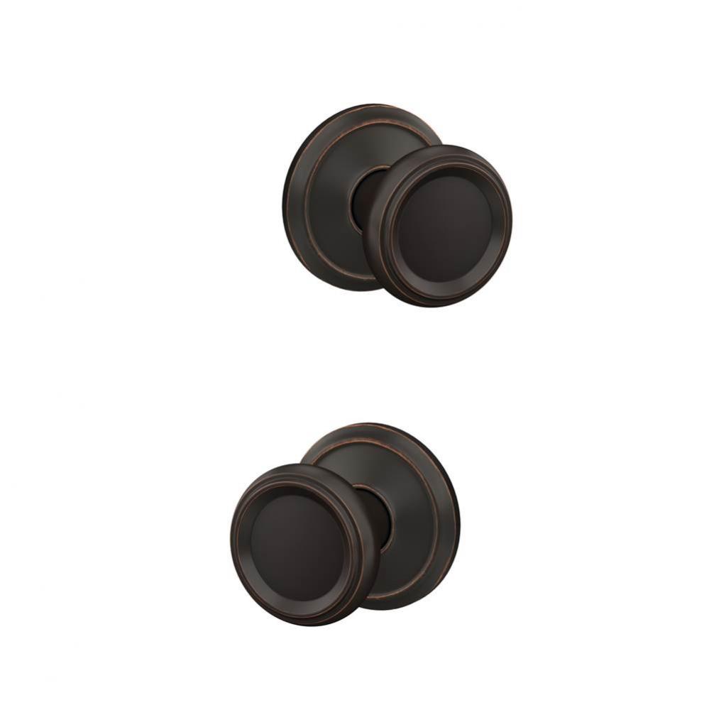 Custom Offerman Knob with Alden Trim Hall-Closet and Bed-Bath Lock in Aged Bronze