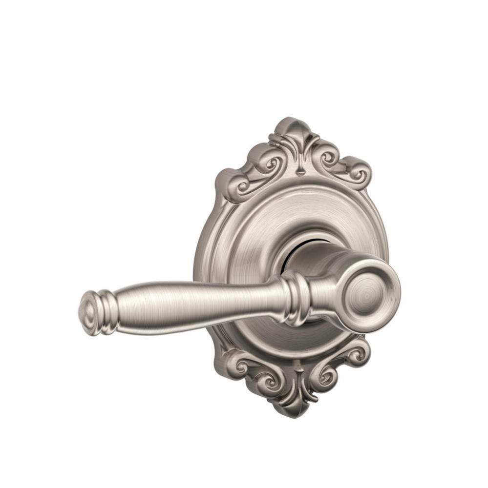 Birmingham Lever with Brookshire Trim Hall and Closet Lock in Satin Nickel