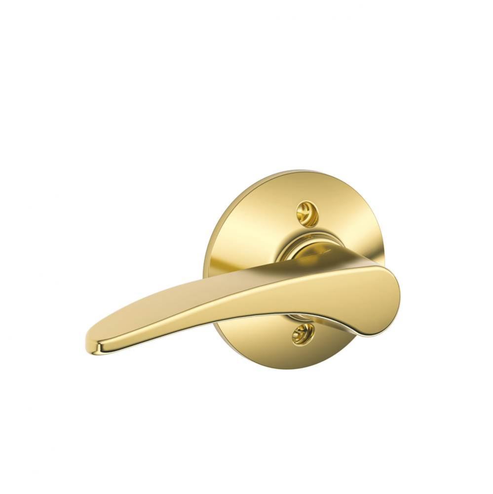 Manhattan Lever Non-Turning Lock in Bright Brass - Left Handed