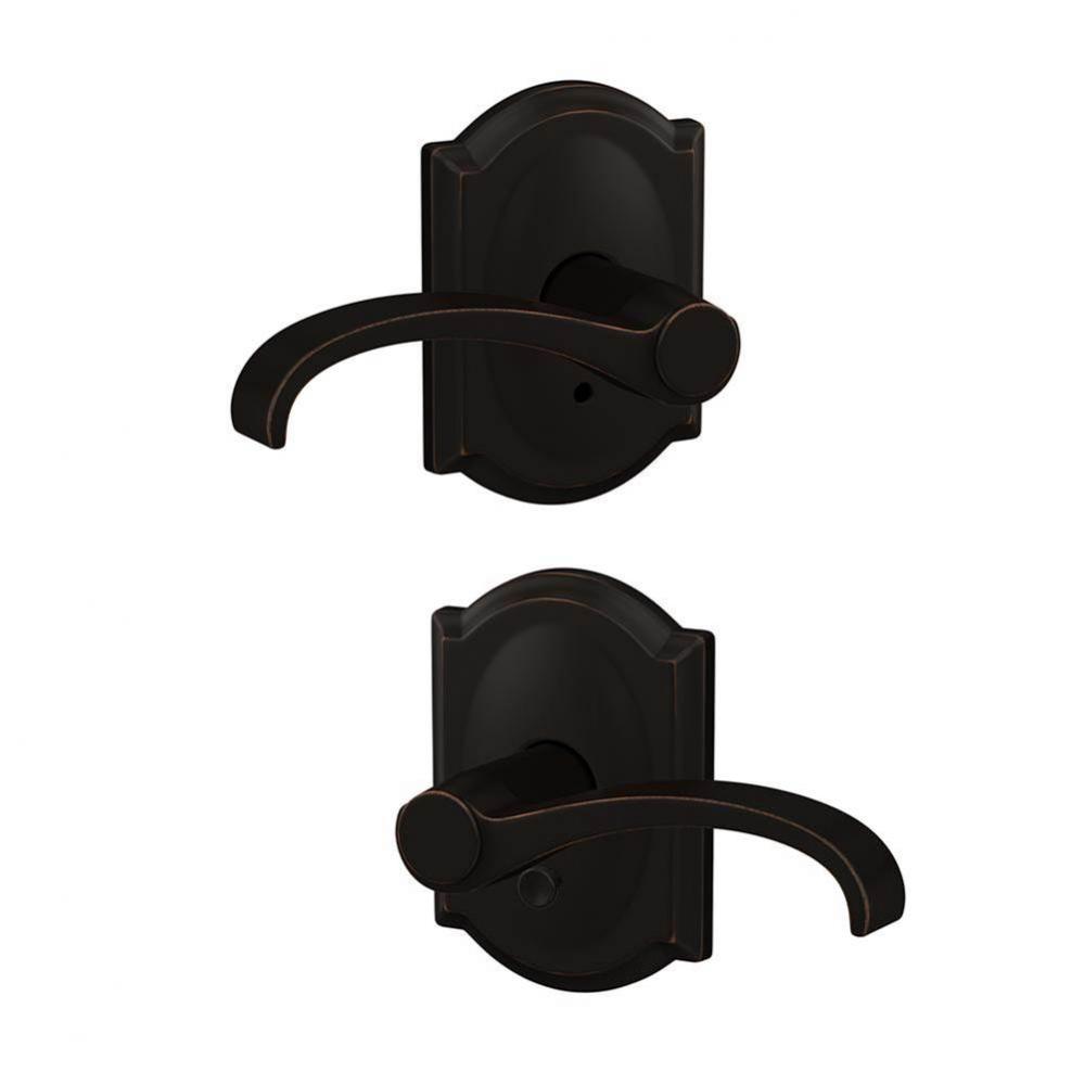 Custom Whitney Lever with Camelot Hall-Closet and Bed-Bath Lock Trim in Aged Bronze