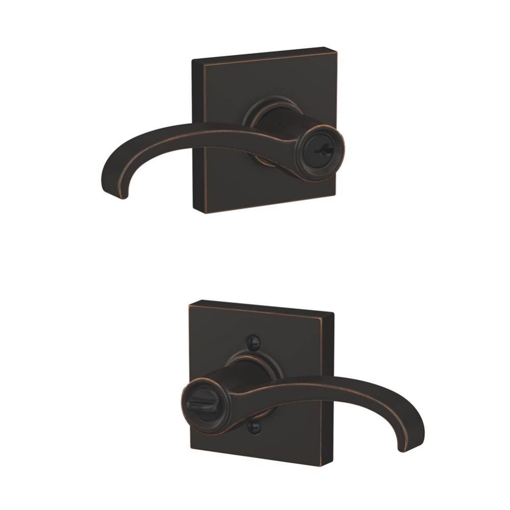 Whitney Lever with Collins Trim Keyed Entry Lock in Aged Bronze