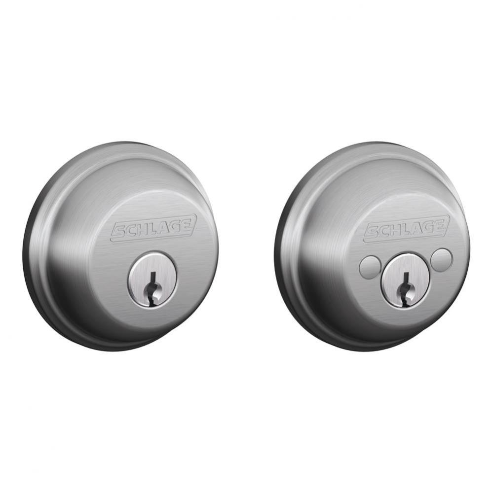 Double Cylinder Light Commercial Deadbolt in Satin Chrome