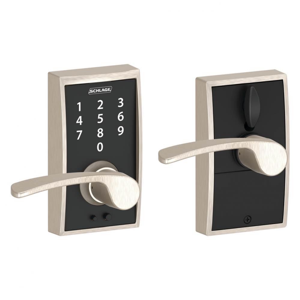 Touch Keyless Touchscreen Merano Lever with Century Trim in Satin Nickel