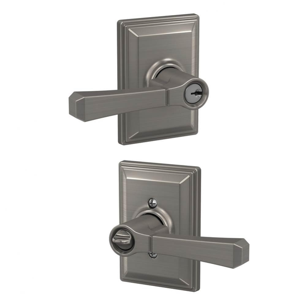 Rivington Lever with Grandville Trim Keyed Entry Lock in Satin Nickel