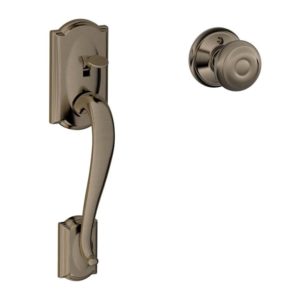 Camelot Lower Half Handleset and Georgian Knob in Antique Pewter