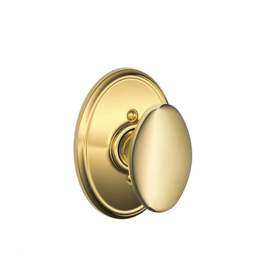 Siena Knob with Wakefield Trim Non-Turning Lock in Bright Brass