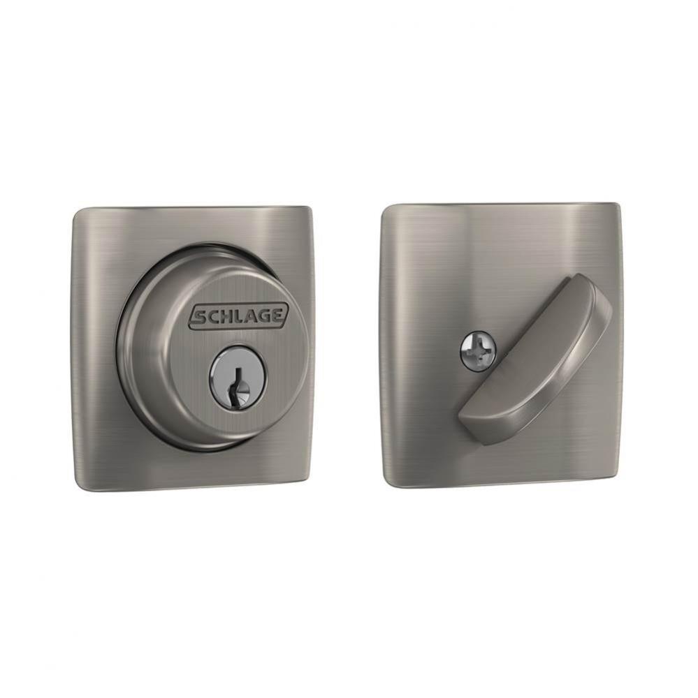 Single Cylinder Deadbolt with Dalton Trim in Satin Nickel