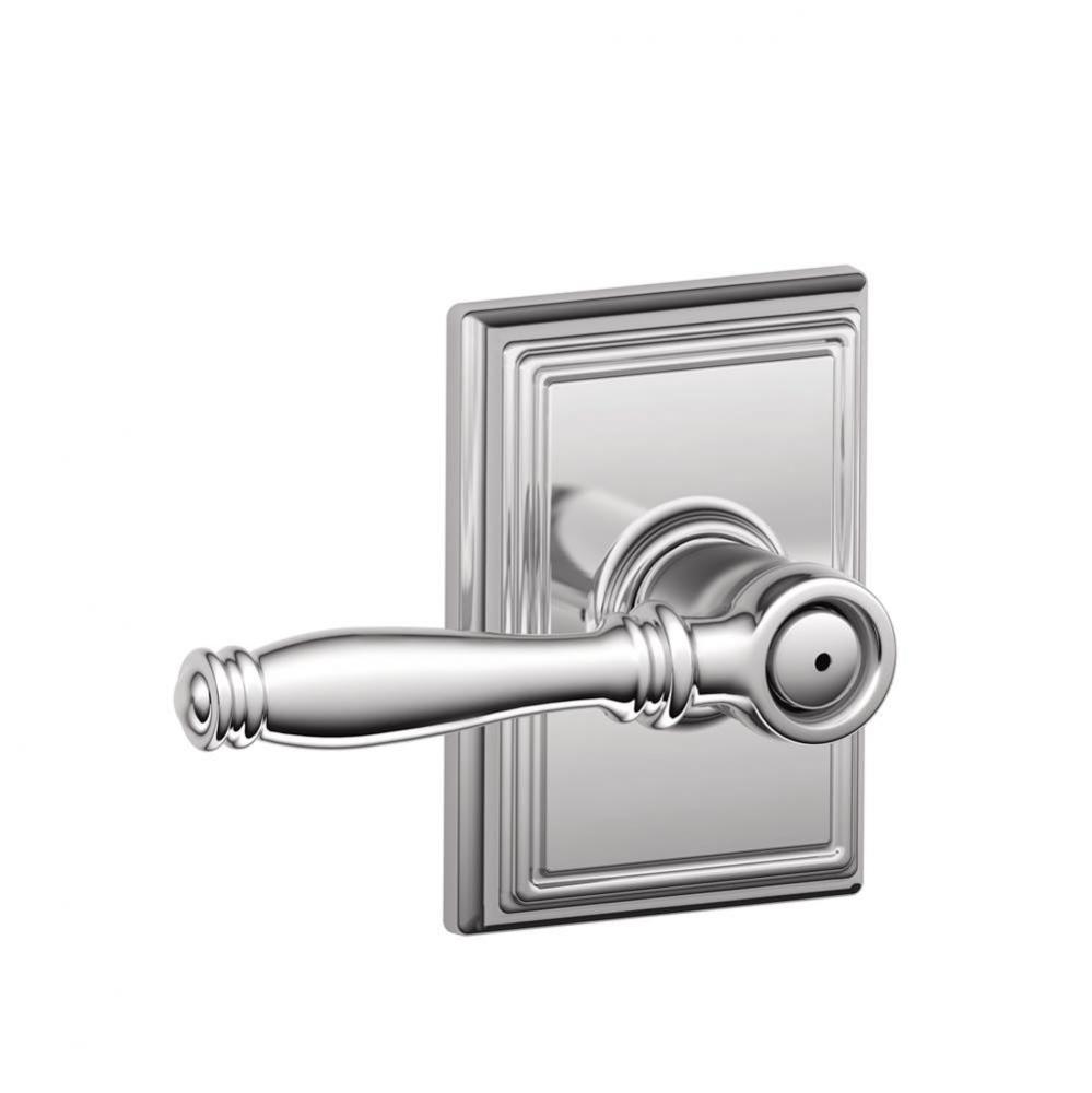 Birmingham Lever with Addison Trim Bed and Bath Lock in Bright Chrome